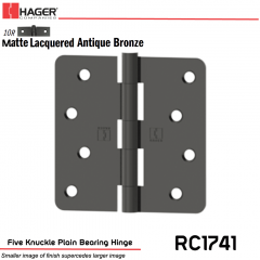 Hager 1741 US10R Full Mortise Hinge Stock No 041567