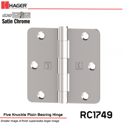 Hager 1749 US26D Full Mortise Hinge Stock No 033785