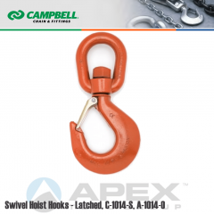 Campbell #3952515PL #5 Swivel Hoist Hook w/Latch - 3 Ton Wll - Alloy Steel - Painted Orange