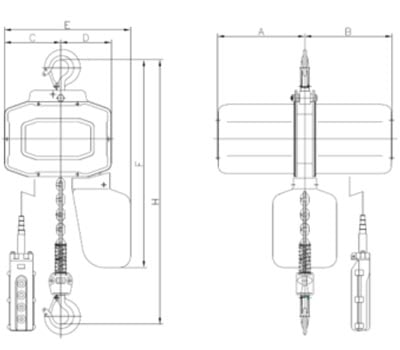 Electric Hoist Dimensional Drawing