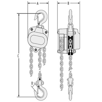 Lever Hoist Dimensional Drawing