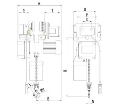 Electric Hoist Dimensional Drawing