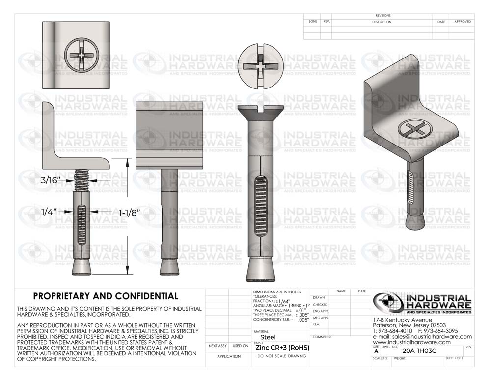 1/4 x 1-1/8 InSpec® Sleeve Anchor Flat Head Phillips/Slotted Combo Steel Zinc CR+3 (RoHS)