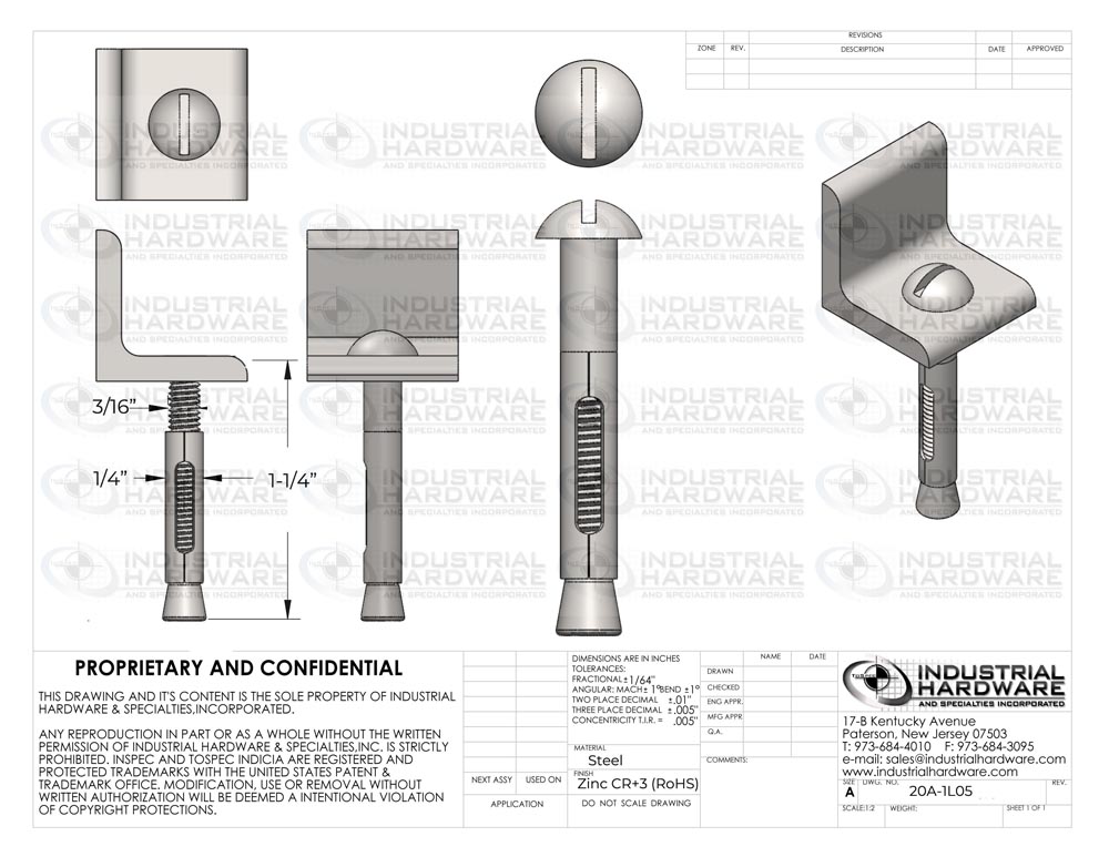 1/4 x 1-1/4 InSpec® Sleeve Anchor Round Head Slotted Steel Zinc CR+3 (RoHS)