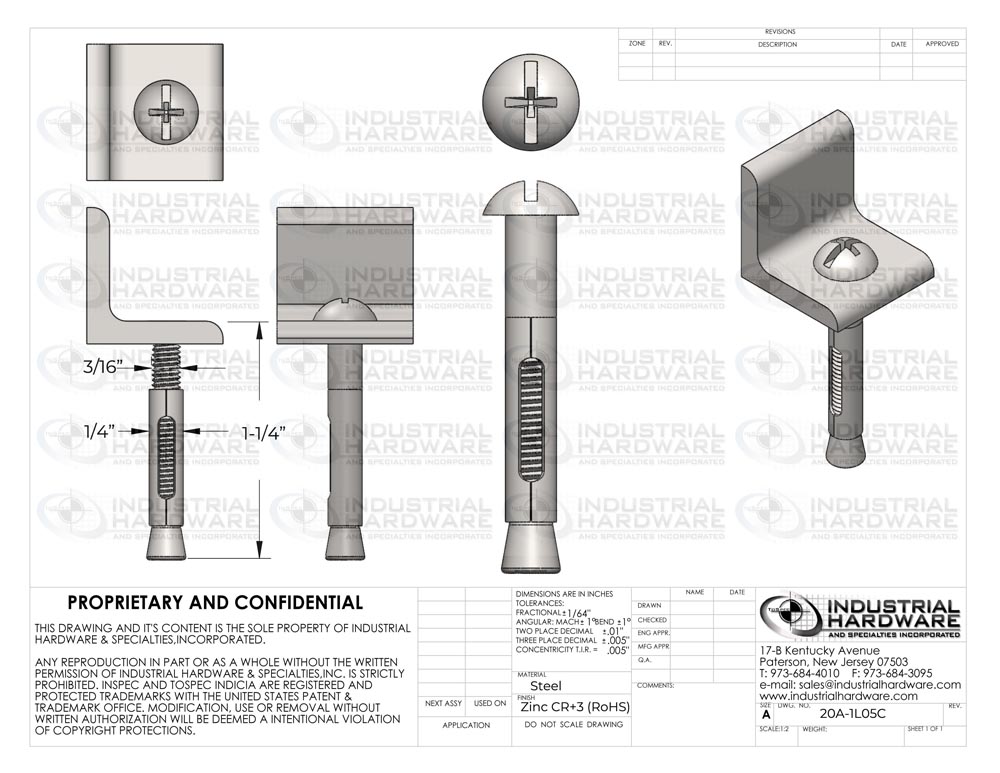 1/4 x 1-1/4 InSpec® Sleeve Anchor Round Head Phillips/Slotted Combo Steel Zinc CR+3 (RoHS)